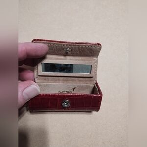 Vintage lipstick holder from Papyrus brand. Red faux crocodile leather pattern